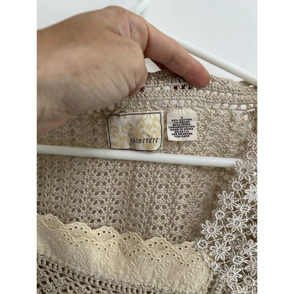 Guinevere Crocheted Top SM Coquette Cottagecore BoHo Hippie Festival Sheer Cap - Picture 3 of 7